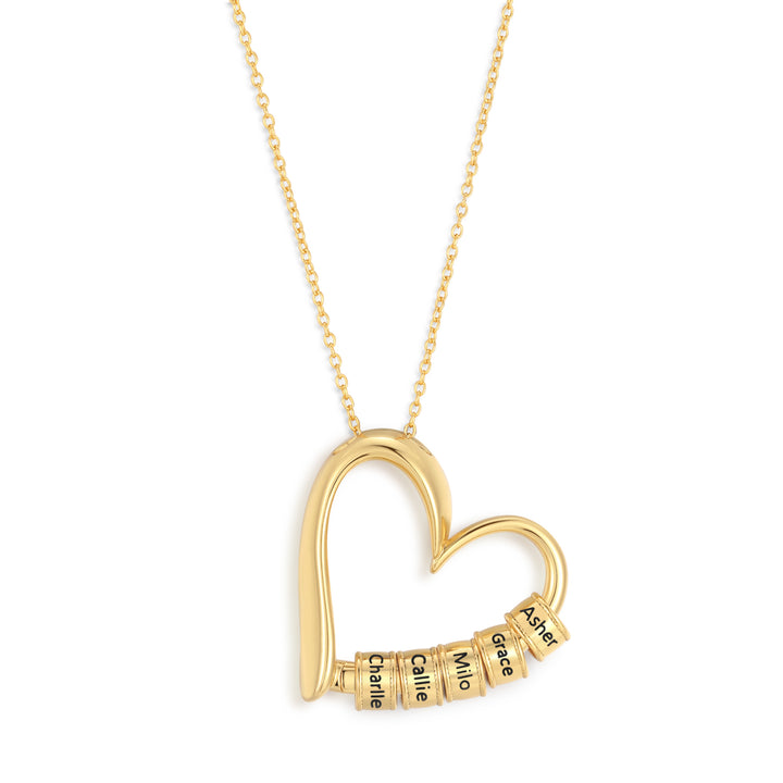 Engravable Open Heart Bead Necklace