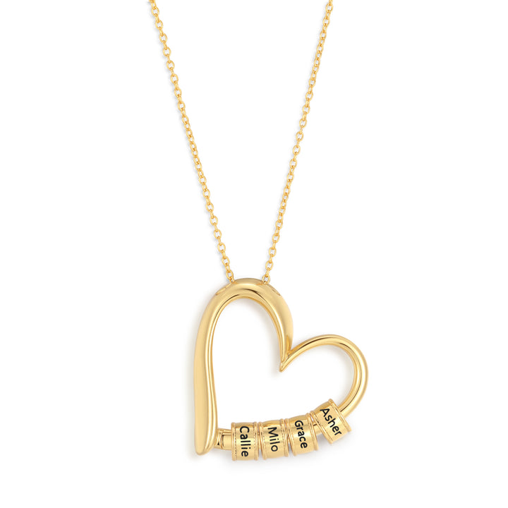 Engravable Open Heart Bead Necklace