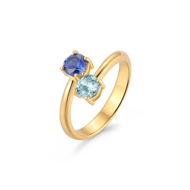 Two Stone Bypass Birthstone Ring