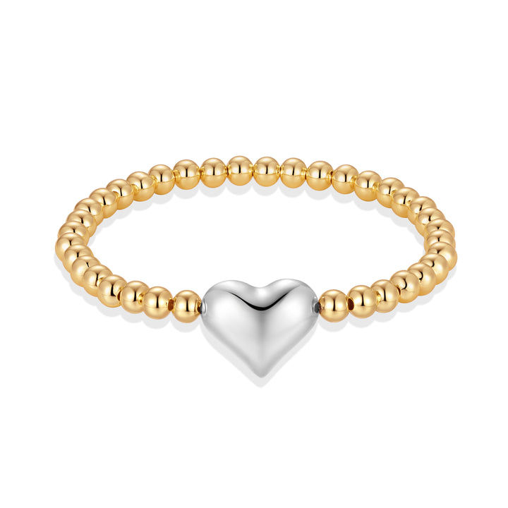 Two Tone Puffy Heart Bracelet