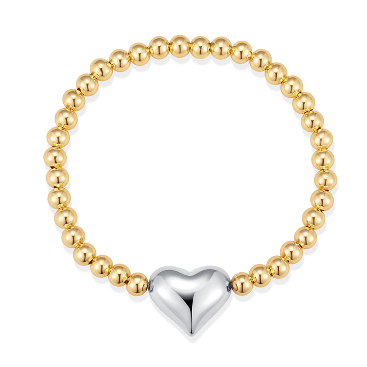 Two Tone Puffy Heart Bracelet