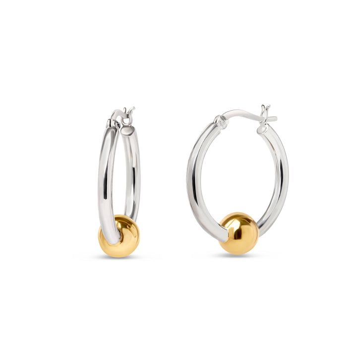 Sterling Silver Two Tone Hoop Earrings