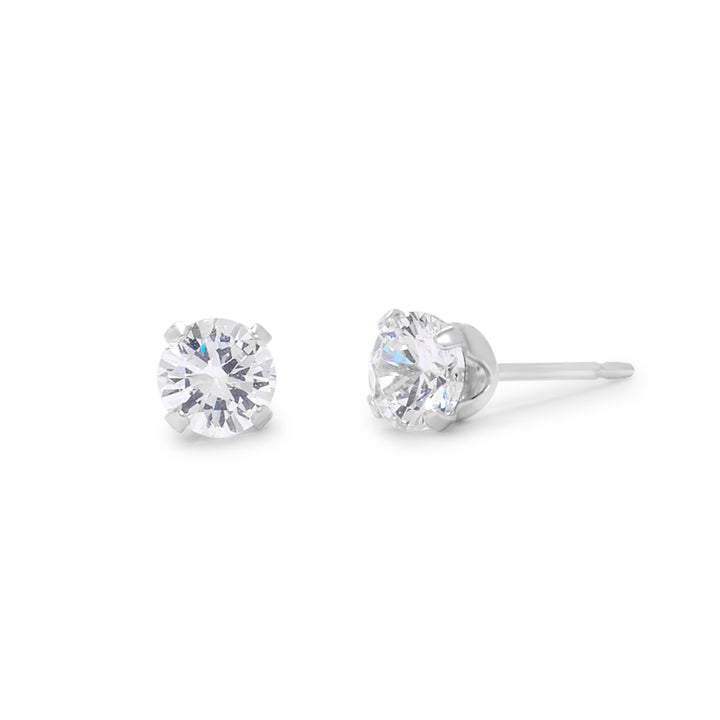 Sterling Silver 4mm Diamond Cubic Zirconia Stud Earrings