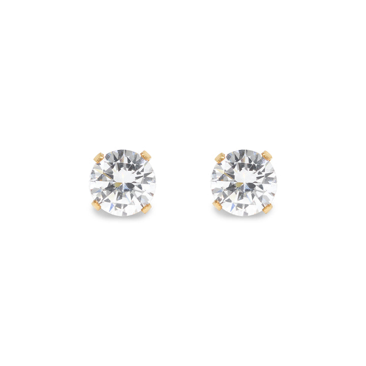 Mens 14K Gold Filled Round CZ 6mm Stud Earrings