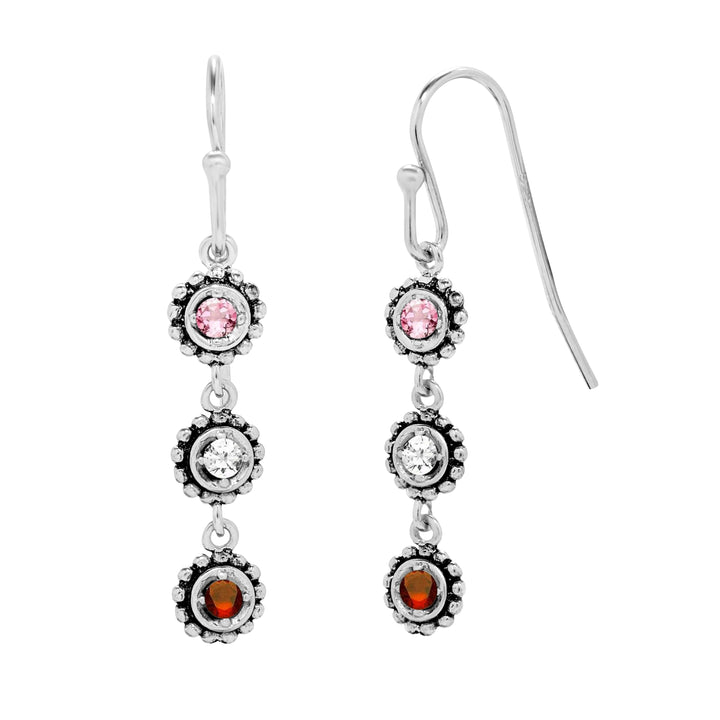 Custom Birthstone Sterling Silver Dangle Earrings