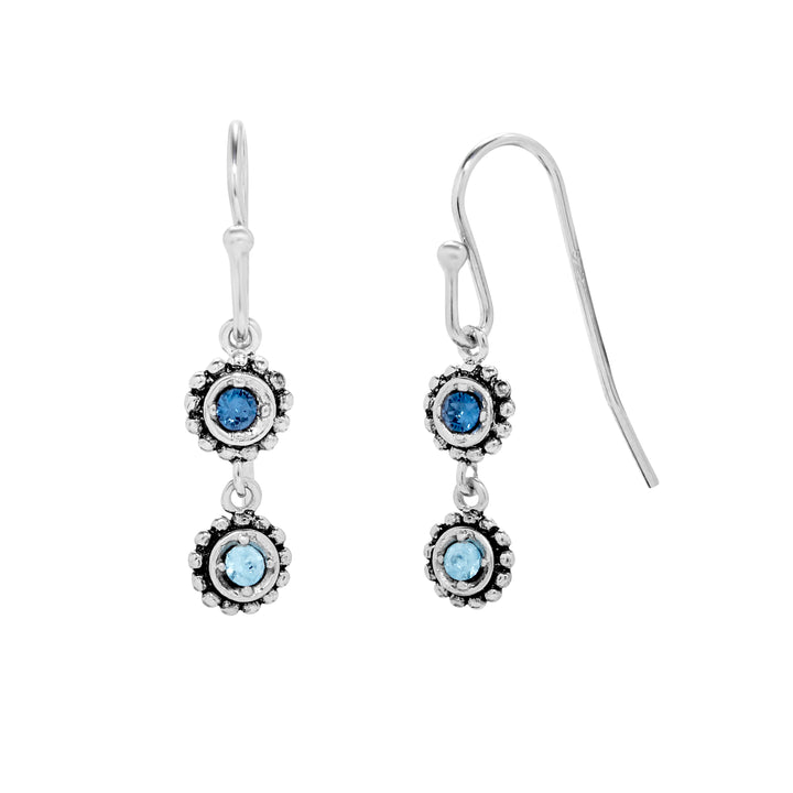 2 Stone Custom Birthstone Sterling Silver Dangle Earrings