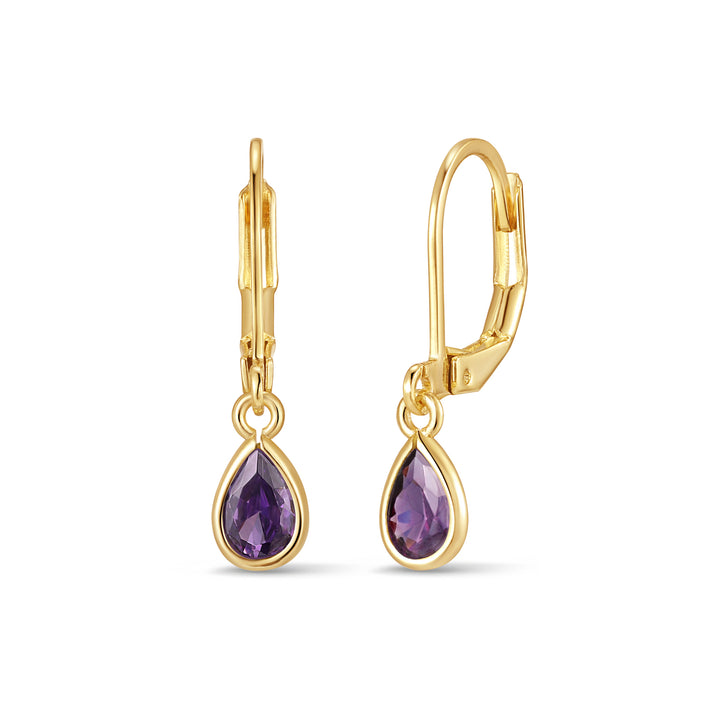 Custom Teardrop Birthstone Bezel Earrings