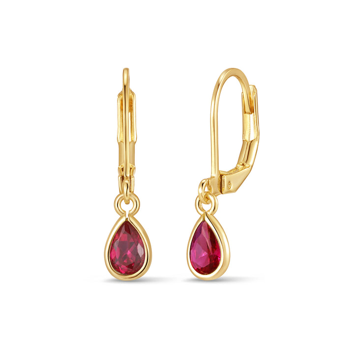 Custom Teardrop Birthstone Bezel Earrings