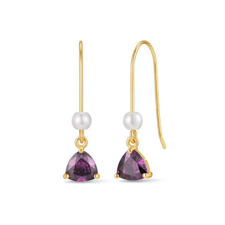 Custom Birthstone Drop Pearl Earrings