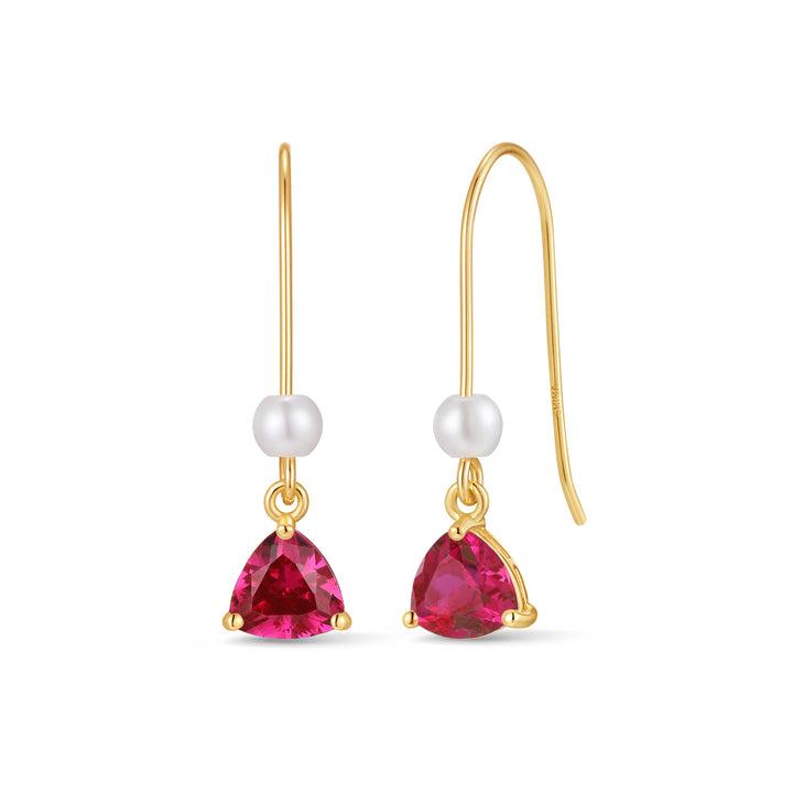 Custom Birthstone Drop Pearl Earrings
