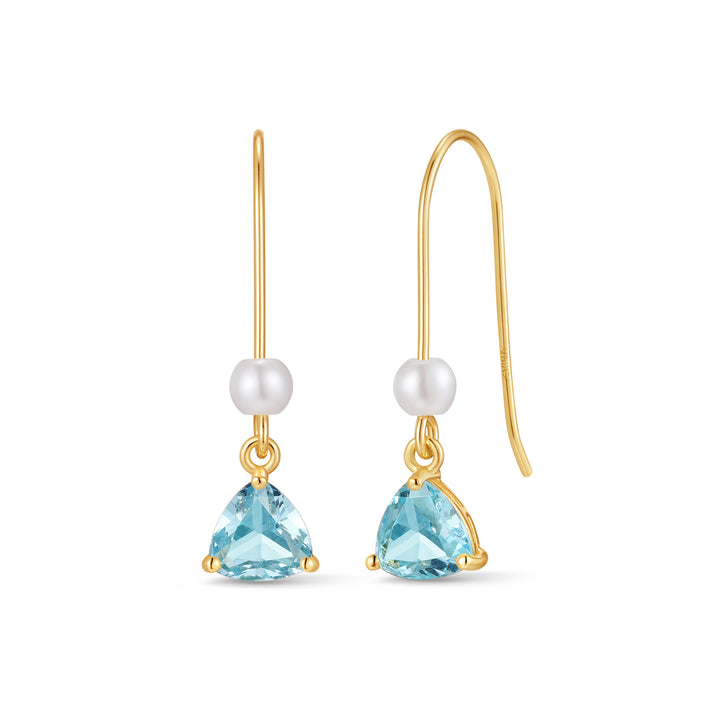 Custom Birthstone Drop Pearl Earrings
