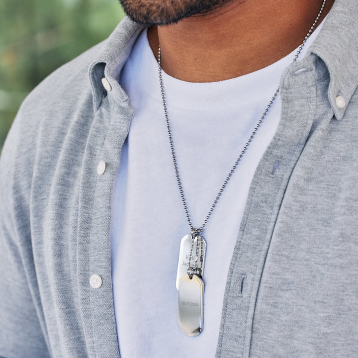 Large Stainless Steel Double Dog Tag Necklace