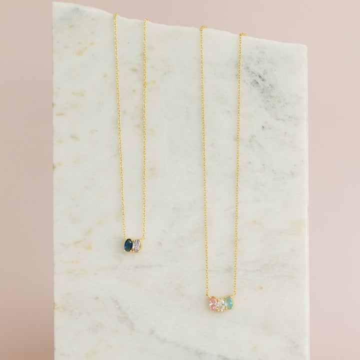 Custom Petite Oval Birthstone Necklace