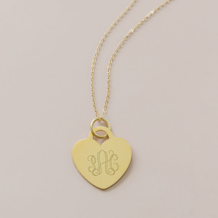 Gold Engravable Heart Pendant