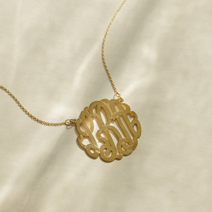14K Solid Gold Monogram Necklace