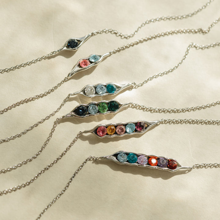 Six Birthstone Peas in a Pod Silver Bracelet