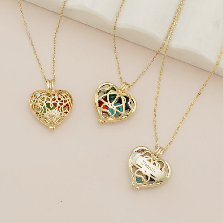 Interlocking Hearts 6mm Round Birthstone Locket