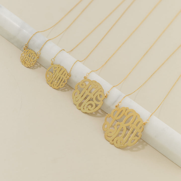 14K Solid Gold Monogram Necklace