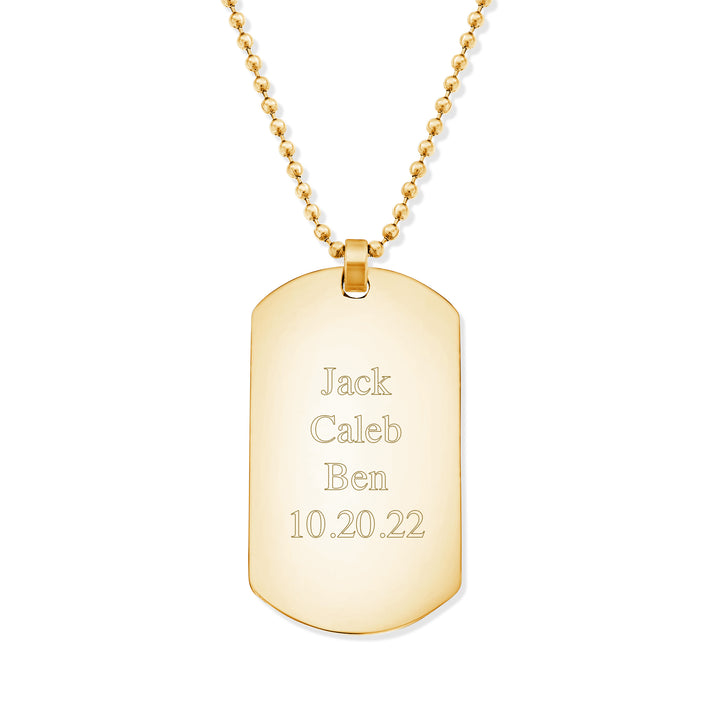 Gold Plated Large Stainless Steel Dog Tag