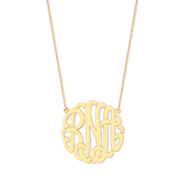 14K Solid Gold Monogram Necklace