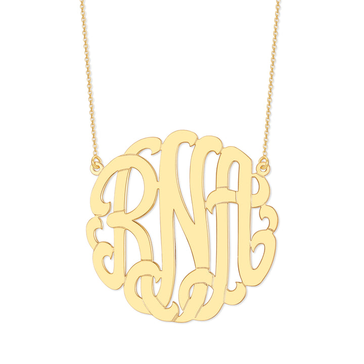 14K Solid Gold Monogram Necklace