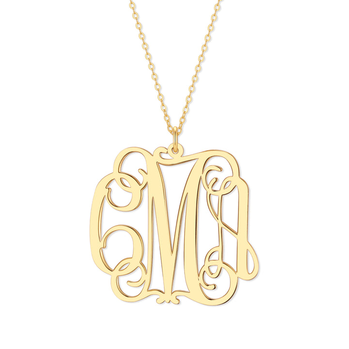 Custom Fancy Script Monogram Necklace