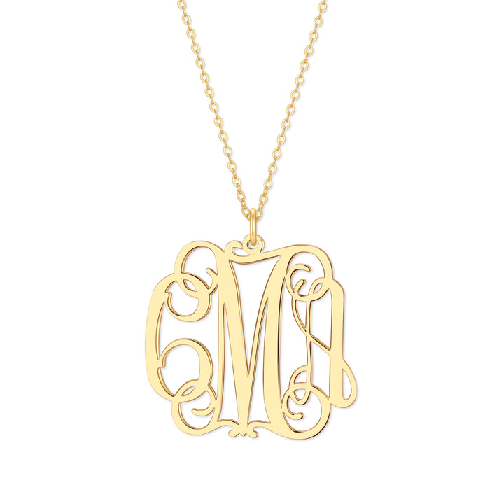 Custom Fancy Script Monogram Necklace