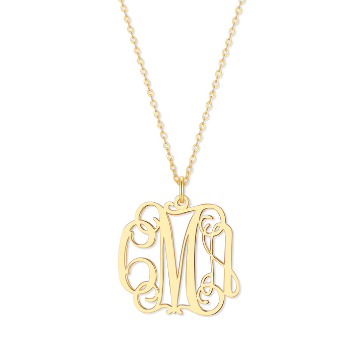 Custom Fancy Script Monogram Necklace