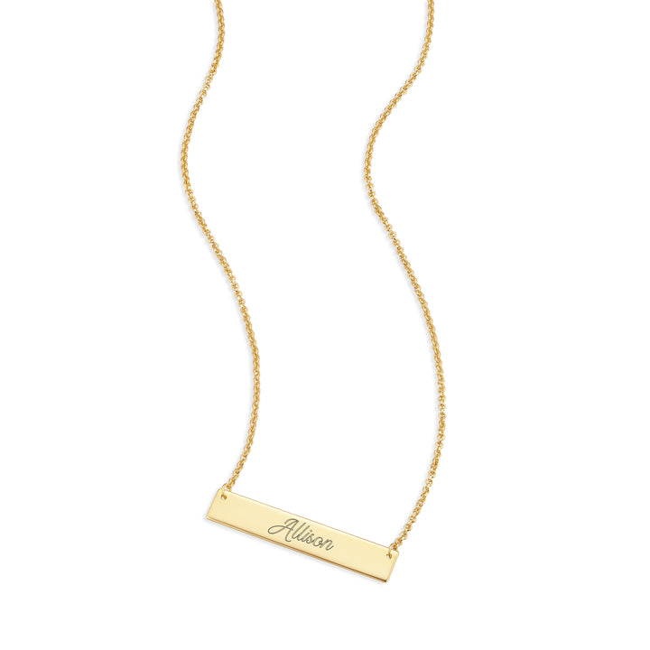 14K Gold Bar Nameplate Necklace