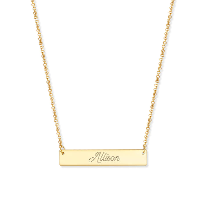 14K Gold Bar Nameplate Necklace