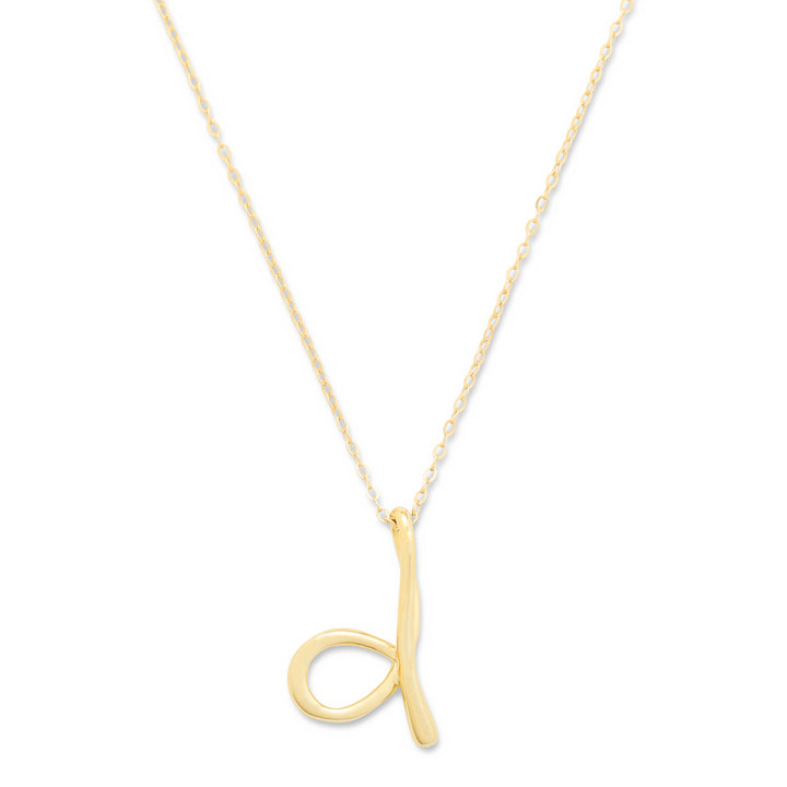 Gold Initial Necklace with 16&quot; gold rolo chain