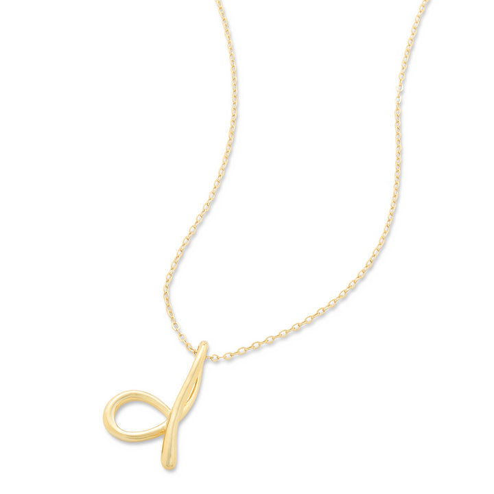 Gold Initial Necklace with 16&quot; gold rolo chain