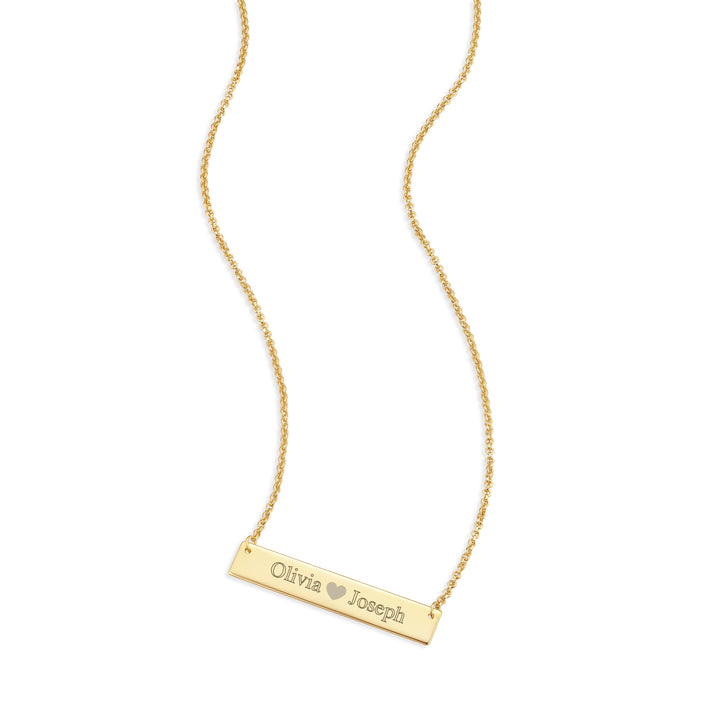 Couples Engravable Heart Name Bar Necklace