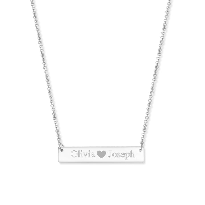 Couples Engravable Heart Name Bar Necklace