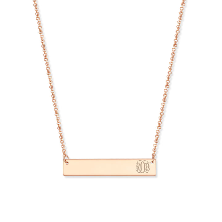 Engravable Petite Script Monogram Bar Necklace