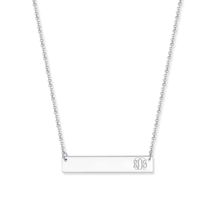 Engravable Petite Script Monogram Bar Necklace