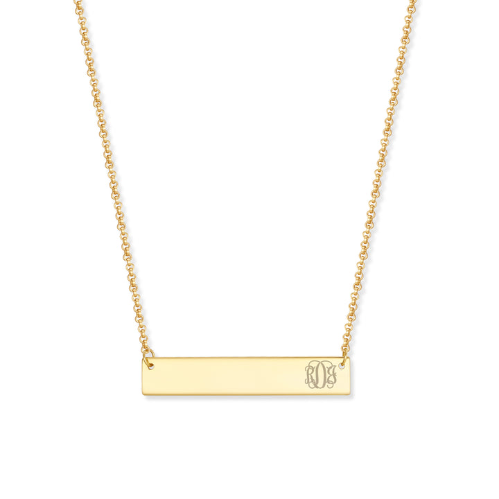 Engravable Petite Script Monogram Bar Necklace