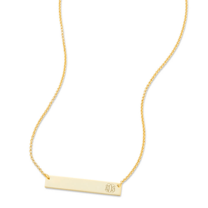 Petite Script Monogram Gold Bar Necklace