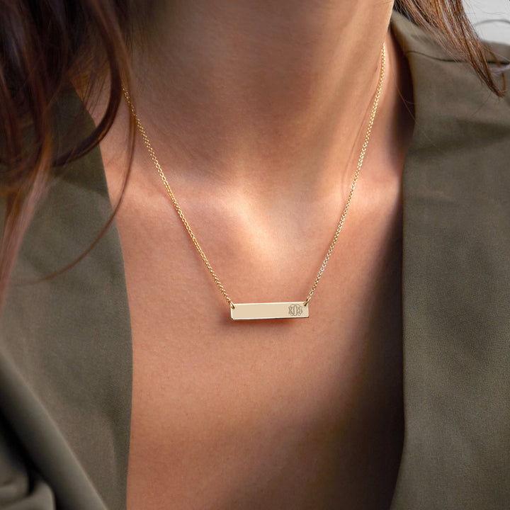 Petite Script Monogram Gold Bar Necklace