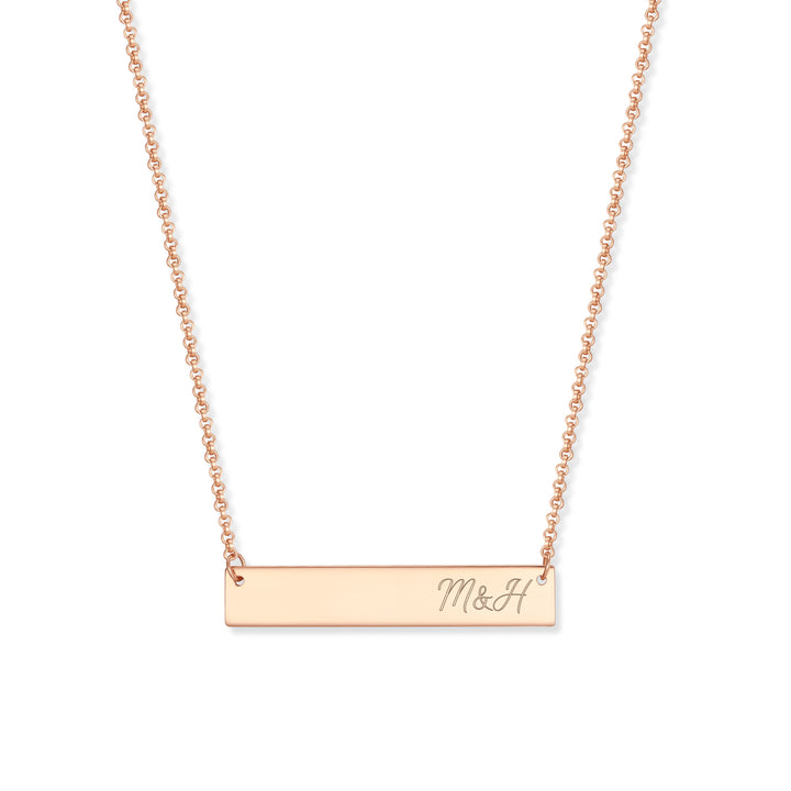 Engravable Couples Initials Bar Necklace