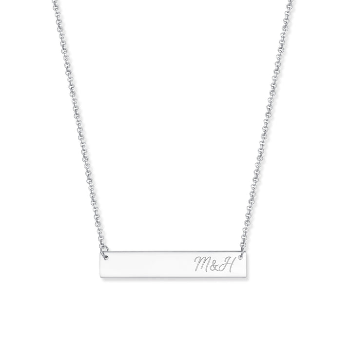 Engravable Couples Initials Bar Necklace