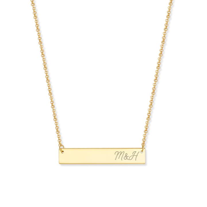Engravable Couples Initials Bar Necklace