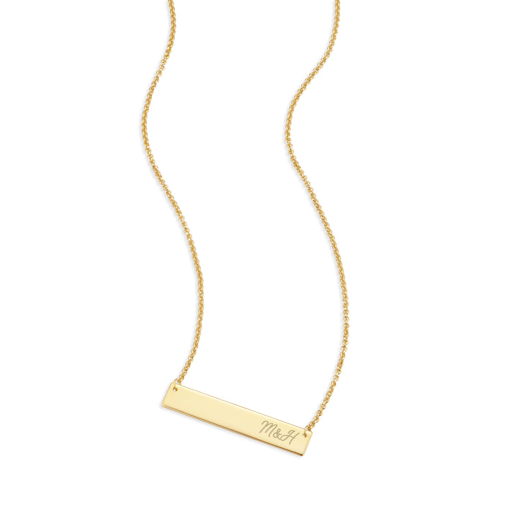 Engravable Couples Initials Bar Necklace