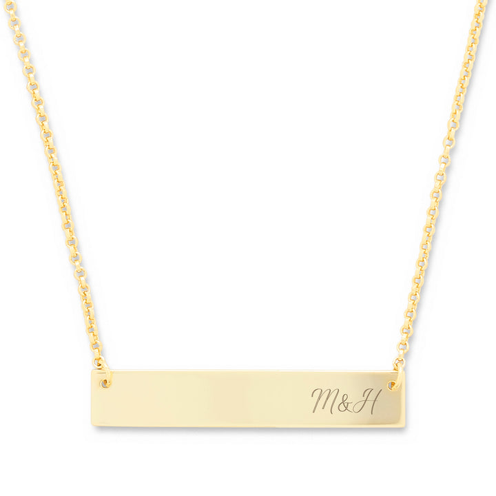 Couples Initials Gold Bar Necklace