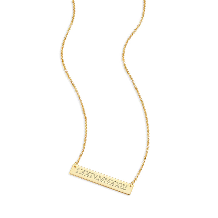 Roman Numeral Date Bar Necklace
