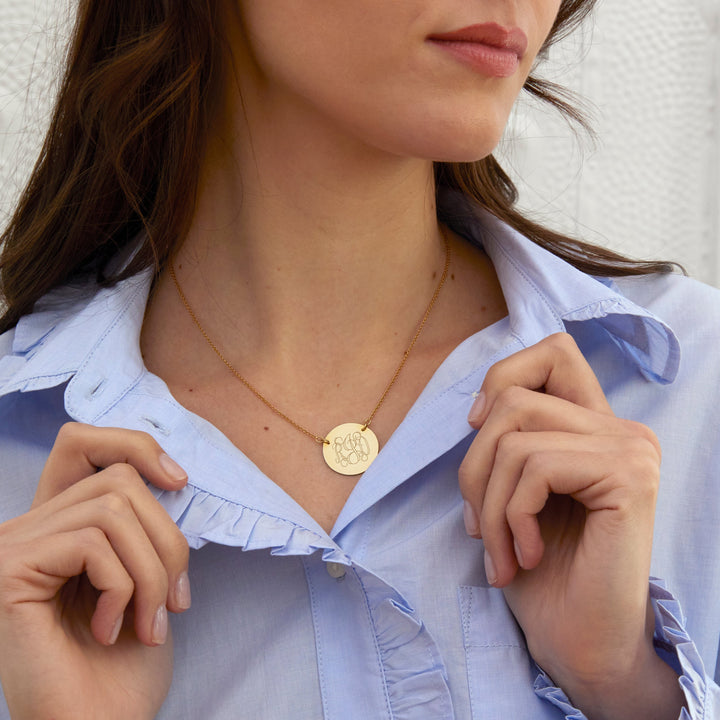 Engravable Gold Disc Necklace