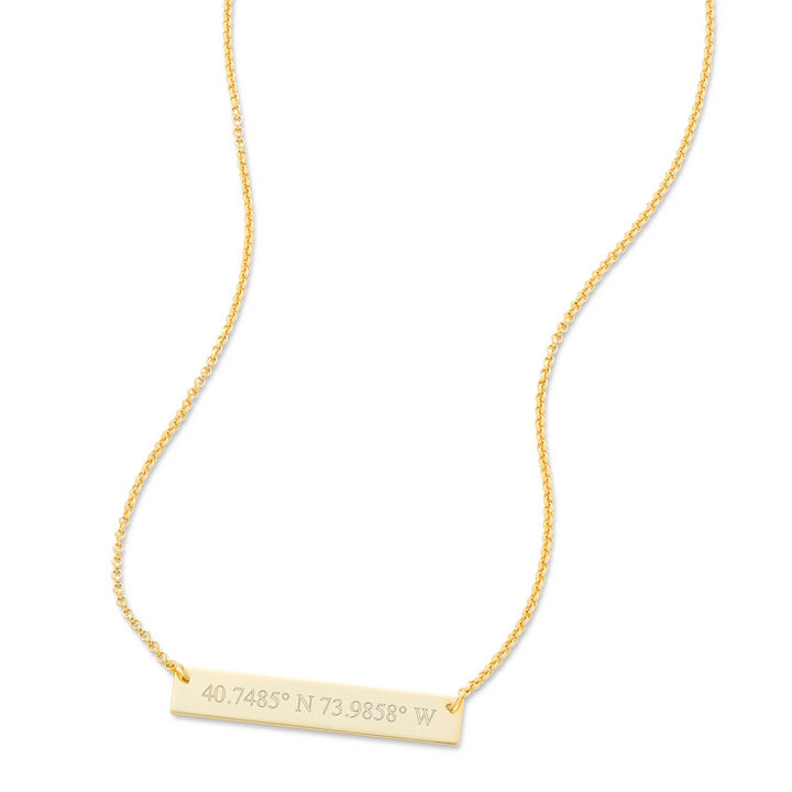 Custom Coordinate Gold Bar Necklace