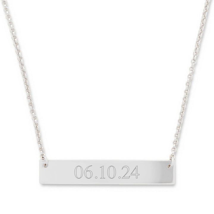 Custom Date Silver Bar Necklace