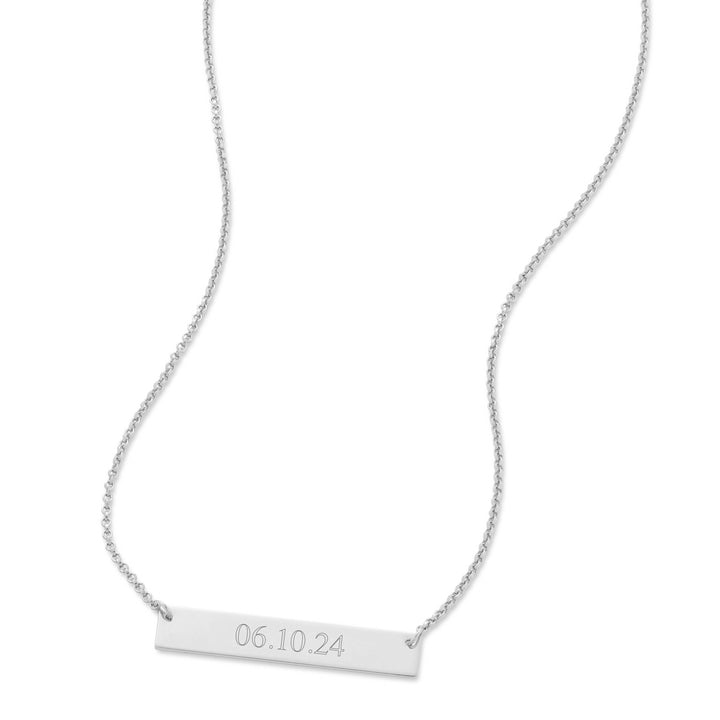 Custom Date Silver Bar Necklace