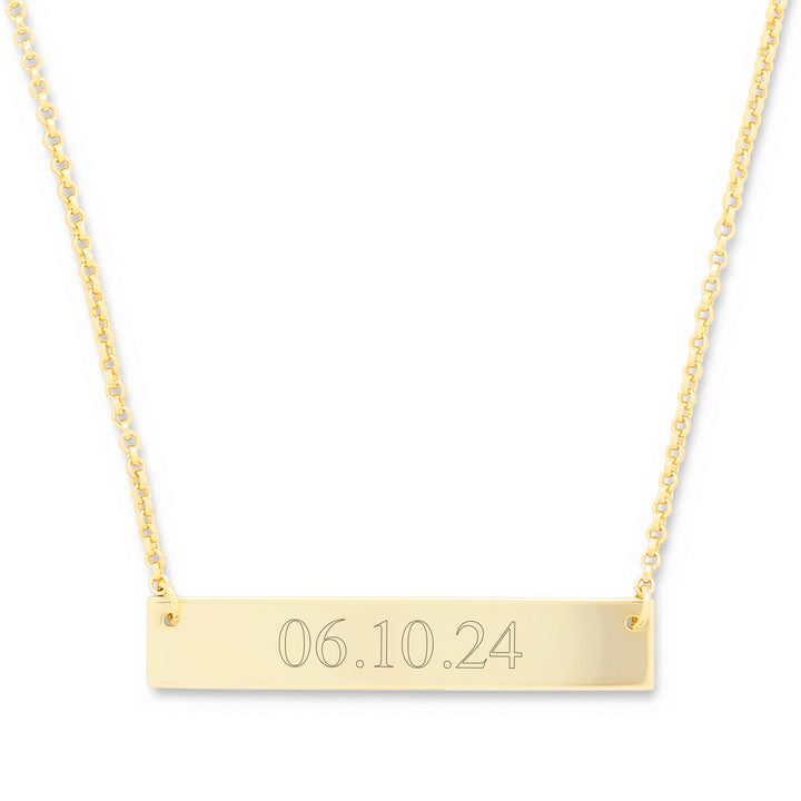 14K Gold Custom Date Bar Necklace